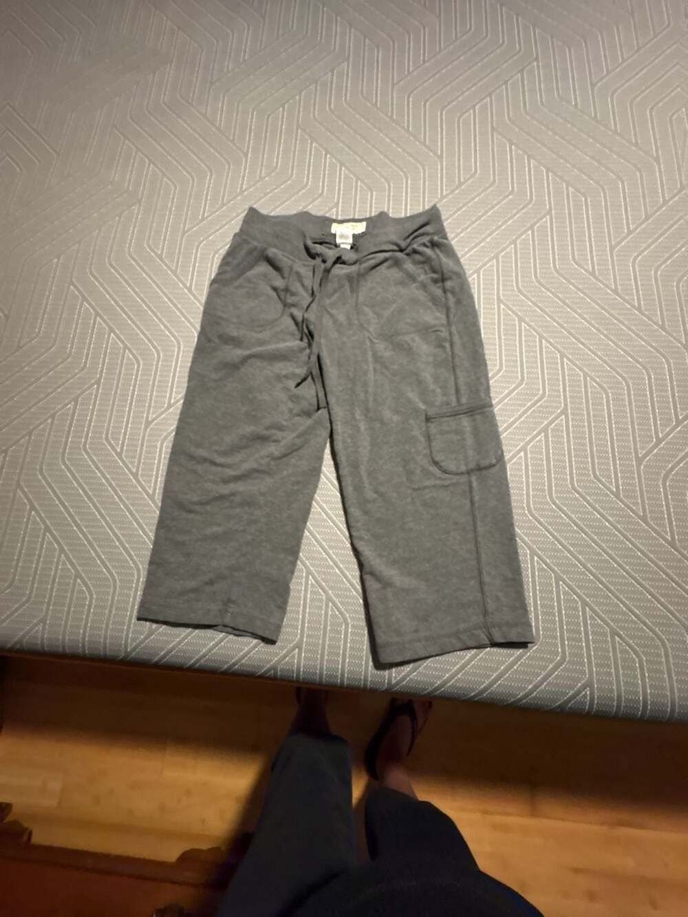 Sonoma Life + Style Petite Gray Cotton Lounge Crop Pants with Pocket Size PS